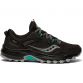 black, grey and green Saucony women's trail shoes with grippy lugs on the outsole for rock-solid footing from O'Neills
