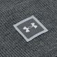 grey Under Armour ribbed beanie hat with the UA branding on a twill patch from O'Neills