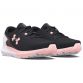 Black and pink Under Armour kids' trainer with a 2-tone, breathable mesh upper, dual density midsole and a solid rubber outsole for added durability.