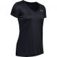 Black Under Armour women's gym t-shirt with v-neck collar from O'Neills.