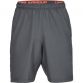 Grey and Orange Under Armour men's shorts with elasticated waistband from O'Neills.