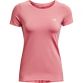 Women's Under Armour pink mesh gym t-shirt with silver UA logo on left chest from O'Neills.