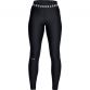 Black Under Armour women's gym full length leggings with branded waistband from O'Neills.