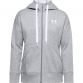 Grey Under Armour women's full zip hoodie with white drawstrings and pockets from O'Neills.