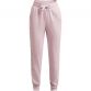 Pink Under Armour girl fleece joggers with cuffed bottoms and branding down right leg from O'Neills.