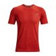 Red Under Armour men's seamless gym t-shirt with black UA logo on left chest from O'Neills.