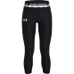 Black Under Armour kids' girls 3/4 cropped leggings with logo waistband from O'Neills.