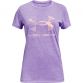 Purple and Pink Under Armour kids' girls t-shirt with short sleeves from O'Neills.