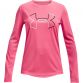 Pink Under Armour girls long sleeve top with wordmark on arm from O'Neills.