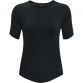Black women's Under Armour Running t-shirt with curved hem and iridescent UA logo on bottom left from O'Neills. 