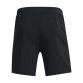 Black Under Armour men's lightweight woven shorts, made from quick drying material and featuring an encased waistband, internal draw cord and internal mesh liner available from O'Neills.