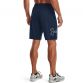 Navy Under Armour Men's shorts with graphic print on right leg from O'Neills.