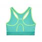 Women's Green Under Armour Mid Sports Bra, with racer back design for enhanced range of motion from O'Neills.