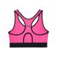 Women's Pink Under Armour Mid Sports Bra, with racer back design for enhanced range of motion from O'Neills.