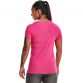 Pink women's Under Armour HeatGear Armour gym t-shirt with drop tail hem from O'Neills.