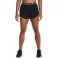 Black Under Armour women's Play 3.0 gym shorts with branded waistband from O'Neills.