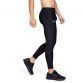 Black Under Armour men's full-length running tights with mesh panel from O'Neills.