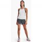Grey women's Under Armour Fly By shorts with pink trim and elasticated waistband from O'Neills.