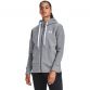Grey Under Armour women's full zip hoodie with white drawstrings and pockets from O'Neills.