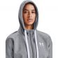 Grey Under Armour women's full zip hoodie with white drawstrings from O'Neills.