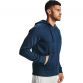 Navy and white Under Armour men's hoodie with full zip from O'Neills.