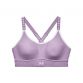 Women's Purple Under Armour Infinity Mid Heather Cover Sports Bra, with mesh panels for added breathability from O'Neills.