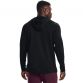 Black men's Under Armour overhead hoodie with drawstring hood and white UA logo on left chest from O'Neills.