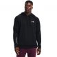Black men's Under Armour overhead hoodie with drawstring hood and white UA logo on left chest from O'Neills.