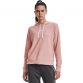 Pink women's Under Armour overhead hoodie with drawstring hood and white UA logo from O'Neills.