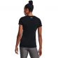 Black Women's Under Armour Tech -shirt with short sleeves and pink logo on the front from O'Neills.