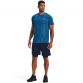 Blue men's Under Armour seamless gym t-shirt with short sleeves and UA logo on left chest from O'Neills.