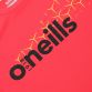red kids crew neck t-shirt with UV protection and a printed design and O’Neills logo on the front.