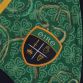 Green boys’ Seth Éire Half Zip Hoodie with Shamrock design and Éire crest by O’Neills.
