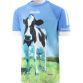 Blue Kids’ Friesian Cool O’Neills ploughing jersey with image of a cow and O’Neills ball on the front.