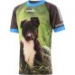 Black and Blue O'Neills Melon Collie Ploughing Jersey with an image of a collie puppy on the front and 'Melon Collie' printed on the back.