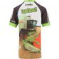 Black and Green Kids' O’Neills ploughing jersey with an image of a combine harvester on the front and “Top Claas” printed on the back.