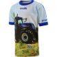 Blue Bluetiful Men's O'Neills Ploughing Jersey with blue New Holland tractor and O'Neills ball on the front.