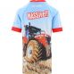 Blue and red Massive O'Neills Ploughing Jersey with red tractor back view.
