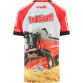 Red Kids' O'Neills ploughing jersey with an image of a red harvester on the front and 'Red Giant' printed on the back.
