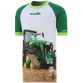 Green and White Kids' Green With Envy O’Neills ploughing jersey with image of a green tractor on the front and “Green With Envy” printed on the back.