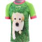 Green Kids' Paw-Some O’Neills ploughing jersey with image of a puppy on the front and back.