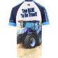Navy Kids' Too Blue To Be True O’Neills ploughing jersey with image of a blue tractor and O’Neills ball on the front.