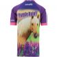 Women's Purple Reign O'Neills Ploughing Championships Jersey with an image of  horse on the front and back.