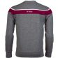 Grey Men's Slaney crew neck sweatshirt with a maroon panel and white stripes from O'Neills