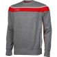 Grey Men's Slaney crew neck sweatshirt with a red panel and white stripes from O'Neills