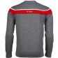Grey Men's Slaney crew neck sweatshirt with a red panel and white stripes from O'Neills
