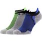 Green / White / Royal Stride Trainer Socks with Heel Tab 3 Pack by O’Neills.