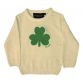 cream Kids' Trad Craft jumper featuring an embroidered emerald shamrock from O'Neills