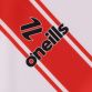 Red and White Derry City FC Home Jersey 2024 with ribbed collar and cuffs by O’Neills.