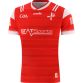 Red Louth GAA Home Jersey 2024 with a White knitted collar by O’Neills